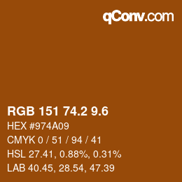 カラーコード: RGB 151 74.2 9.6 | qconv.com