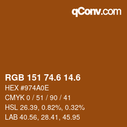 カラーコード: RGB 151 74.6 14.6 | qconv.com