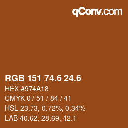カラーコード: RGB 151 74.6 24.6 | qconv.com