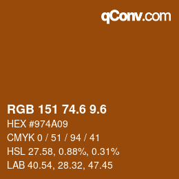カラーコード: RGB 151 74.6 9.6 | qconv.com