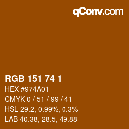 カラーコード: RGB 151 74 1 | qconv.com