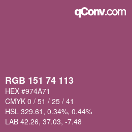 カラーコード: RGB 151 74 113 | qconv.com