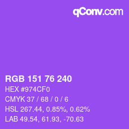 Color code: RGB 151 76 240 | qconv.com