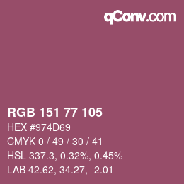 颜色代码: RGB 151 77 105 | qconv.com