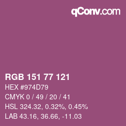 颜色代码: RGB 151 77 121 | qconv.com