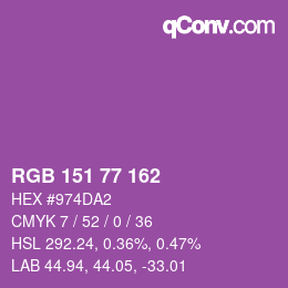 颜色代码: RGB 151 77 162 | qconv.com