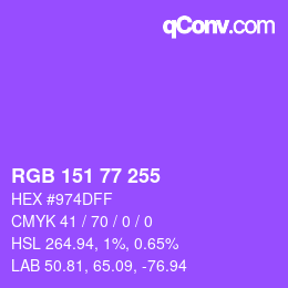 カラーコード: RGB 151 77 255 | qconv.com