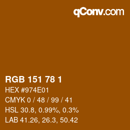 Color code: RGB 151 78 1 | qconv.com