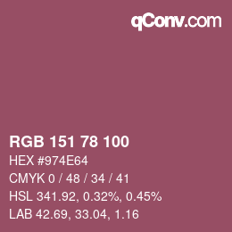 颜色代码: RGB 151 78 100 | qconv.com