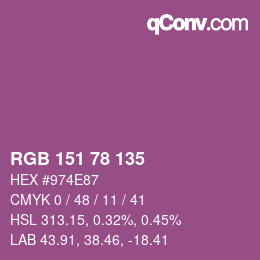 Color code: RGB 151 78 135 | qconv.com