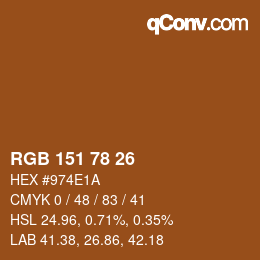 カラーコード: RGB 151 78 26 | qconv.com