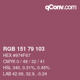 Color code: RGB 151 79 103 | qconv.com