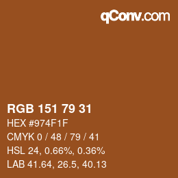 Color code: RGB 151 79 31 | qconv.com