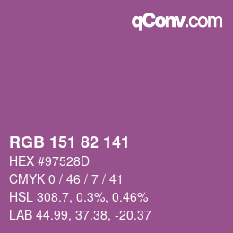 Color code: RGB 151 82 141 | qconv.com