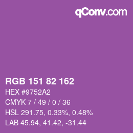 Color code: RGB 151 82 162 | qconv.com