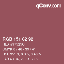 Color code: RGB 151 82 92 | qconv.com