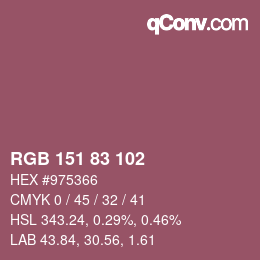 Color code: RGB 151 83 102 | qconv.com