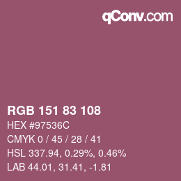 Color code: RGB 151 83 108 | qconv.com