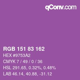 Farbcode: RGB 151 83 162 | qconv.com