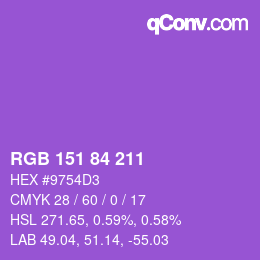 カラーコード: RGB 151 84 211 | qconv.com
