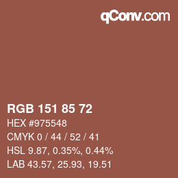 Color code: RGB 151 85 72 | qconv.com