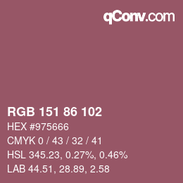 カラーコード: RGB 151 86 102 | qconv.com