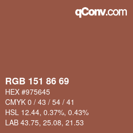 Color code: RGB 151 86 69 | qconv.com