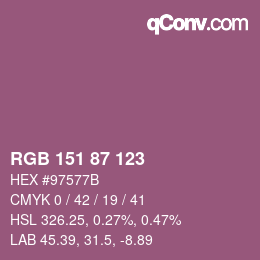 Color code: RGB 151 87 123 | qconv.com
