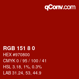 カラーコード: RGB 151 8 0 | qconv.com