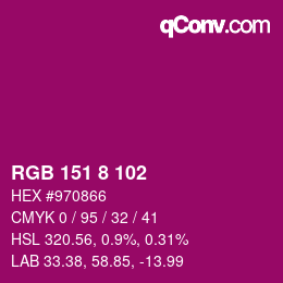Color code: RGB 151 8 102 | qconv.com