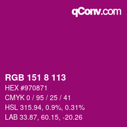 Color code: RGB 151 8 113 | qconv.com