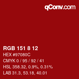 Color code: RGB 151 8 12 | qconv.com