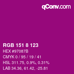 Color code: RGB 151 8 123 | qconv.com