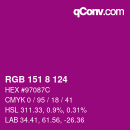 カラーコード: RGB 151 8 124 | qconv.com