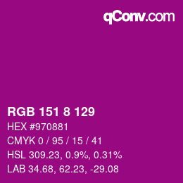 Color code: RGB 151 8 129 | qconv.com