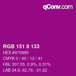 Color code: RGB 151 8 133 | qconv.com