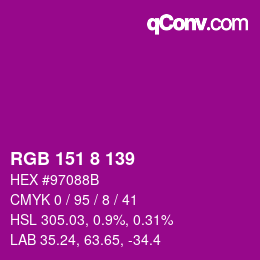 Color code: RGB 151 8 139 | qconv.com