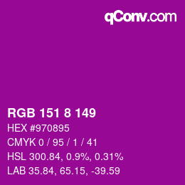 Color code: RGB 151 8 149 | qconv.com