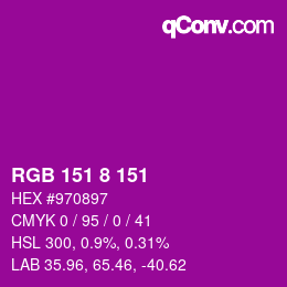 颜色代码: RGB 151 8 151 | qconv.com