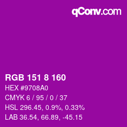 Farbcode: RGB 151 8 160 | qconv.com