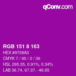 Color code: RGB 151 8 163 | qconv.com