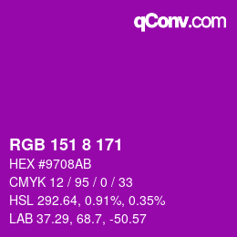 Color code: RGB 151 8 171 | qconv.com