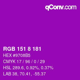 颜色代码: RGB 151 8 181 | qconv.com