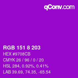 Color code: RGB 151 8 203 | qconv.com