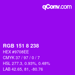 Color code: RGB 151 8 238 | qconv.com