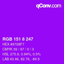 Color code: RGB 151 8 247 | qconv.com