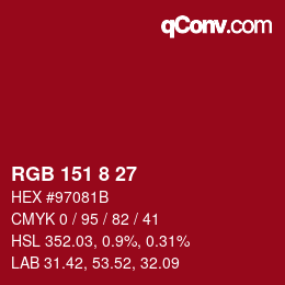 Color code: RGB 151 8 27 | qconv.com