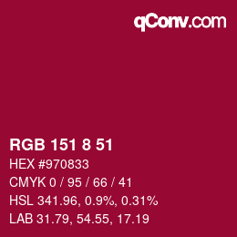 Farbcode: RGB 151 8 51 | qconv.com
