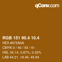 カラーコード: RGB 151 90.4 10.4 | qconv.com