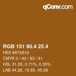カラーコード: RGB 151 90.4 25.4 | qconv.com